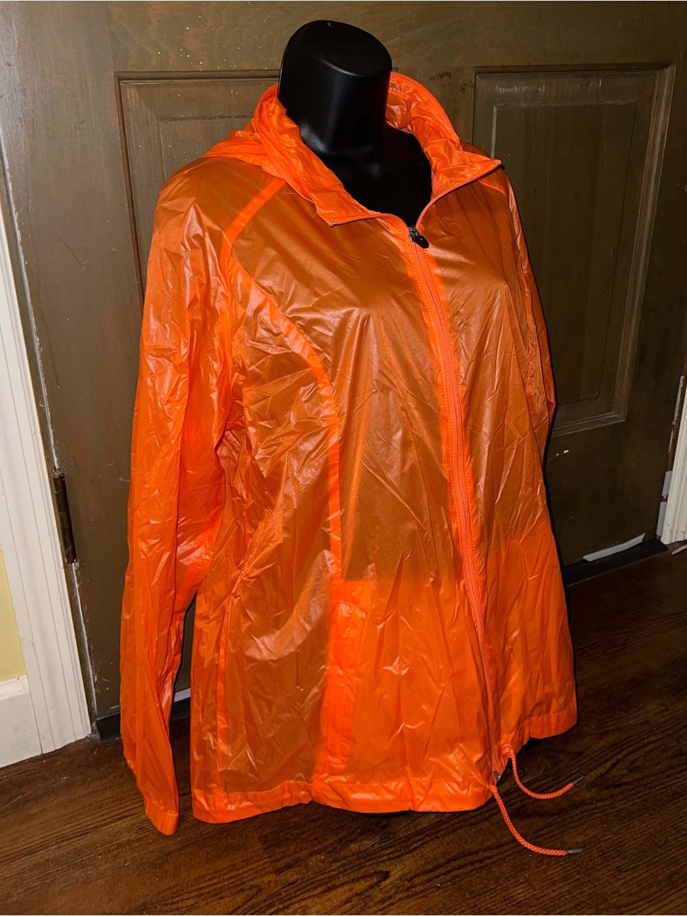 Xersion Orange Translucent Nylon Packable Windbreaker Zip Up Jacket Size XL - Picture 2 of 8